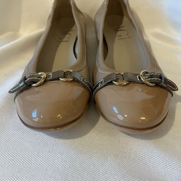 AGL Ballet Flats Patent Leather Monika Cap Toe Basi-Ghib-Gold Beige EU 39 US 9 - Picture 3 of 16